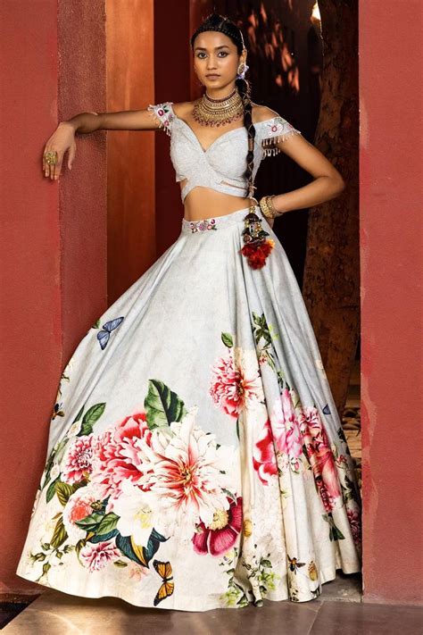 Buy Kalista Sarah Off Shoulder Blouse And Lehenga Set Online Aza