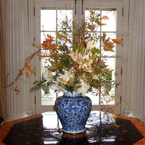 Custom Fall Arrangement In A Vintage Urn Hydrangeas Oriental Lilies