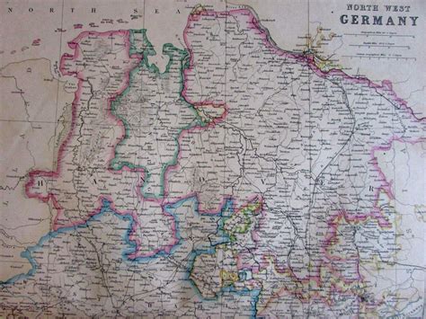 North West Germany Hanover Weller Detailed Fine Antique Map