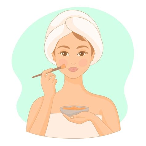 Premium Vector Woman Applying Facial Mask At Home