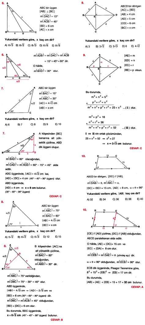 D K Gen Soru Z M Matematik Kitap Z Mleri Matematik Kalesi