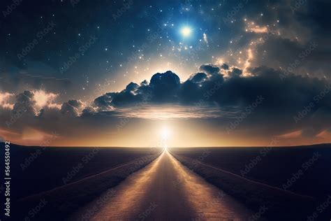 Way Path To Heaven With Light Glow From The Eternal Horizon Concept Of