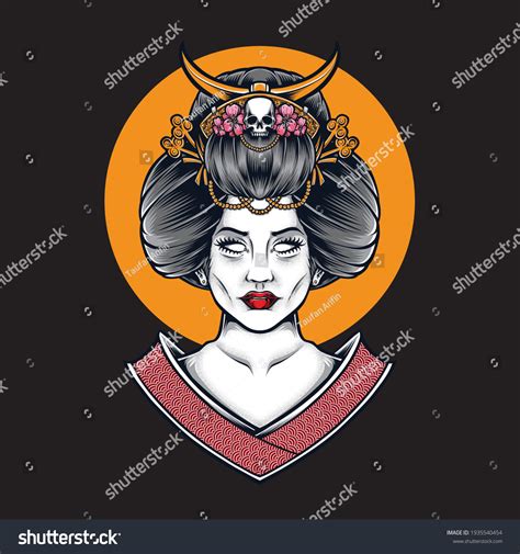 Japanese Geisha Vector Illustration Stock Vector Royalty Free