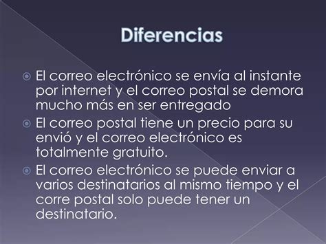 Semejanzas Y Diferencias Entre El Correo Eletronico Y Correo Postal Ppt