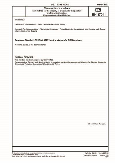 DIN EN 1704:1997 - Plastics piping systems - Thermoplastics valves ...