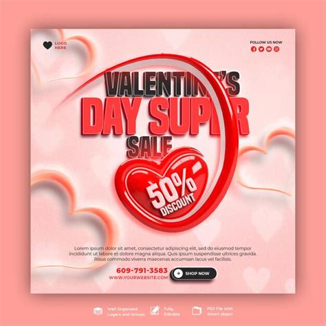 Free Psd Happy Valentine S Day Discount Sale Instagram Or Social