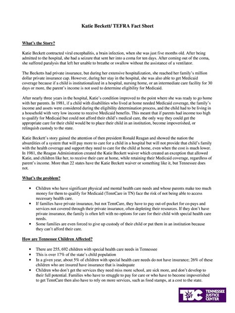 Fillable Online Katie Beckett Tefra Fact Sheet Fax Email Print Pdffiller