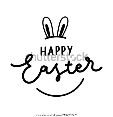 Happy Easter Lettering Bunny Ears Easter Stock Vector Royalty Free