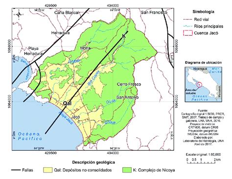 Mapa geológico de la zona de estudio Jacó Puntarenas Costa Rica