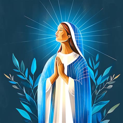 Nossa Senhora da Graça abençoada Virgem Maria vetor plano | Foto Premium