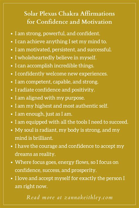 Solar Plexus Chakra Affirmations For Confidence And Motivation