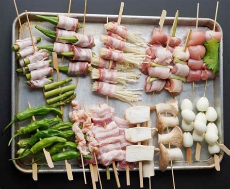 Skewers Yakitori Recipe Charcoal Grilled Bacon Chicken And Veggies