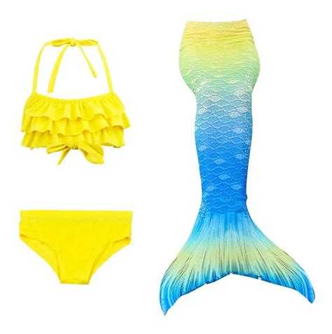 Envío Gratis Sirena Cola Y Bikini Niñas Con Monoaleta Set