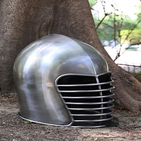 Silver Mild Steel Medieval Superior Bar Grill Bascinet Helmet