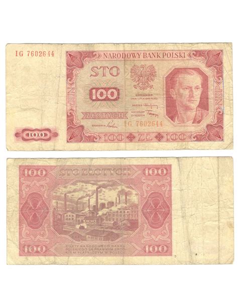 POLAND 100 ZLOTYCH 1948 PICK 139 CONDITION F