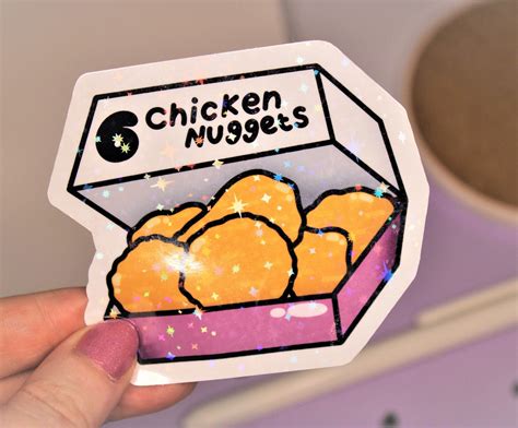 Chicken Nuggets Glossy Or Holo Sticker Nuggets Waterproof Etsy Uk In