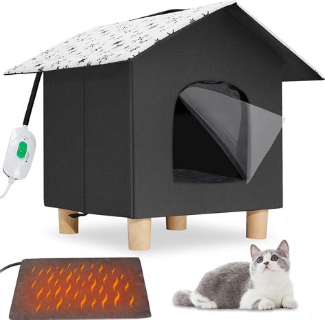 Outdoor Heated Cat House Weatherproof Feral Cat Enclosures With