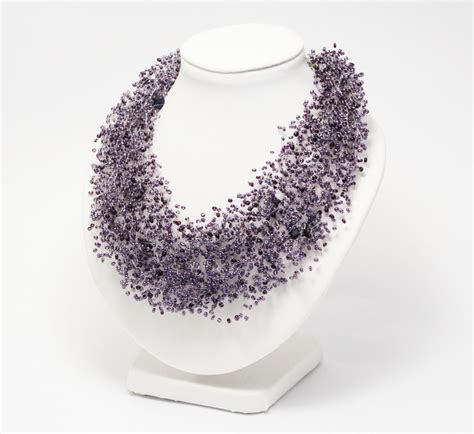 Beaded Necklace Purple Wedding Jewelry Dark Purple Necklace Statement