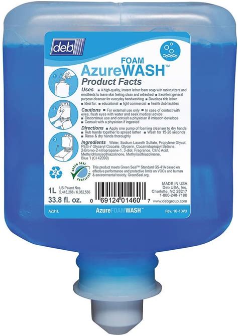 DEB AZU1L Deb Refresh Azure FOAM Wash 1000ml Refill 6 CS By Deb