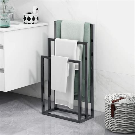 Buy Bofeng Tiers Black Metal Towel Rack Chrome Tall Industrial Modern