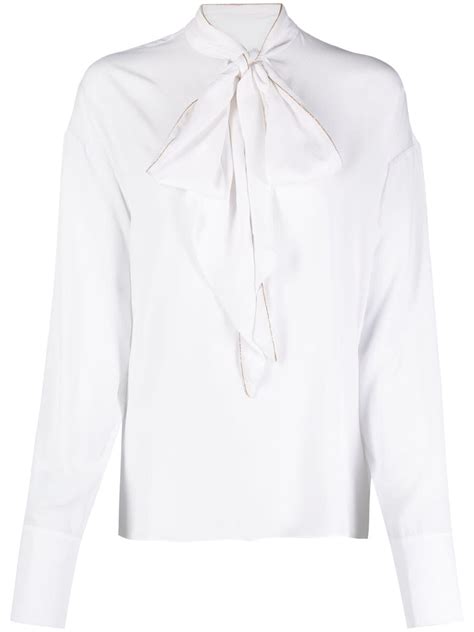 Genny Pussy Bow Collar Shirt White Farfetch Uk