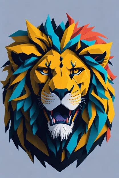 Premium AI Image | colorful lion lion logo lion background