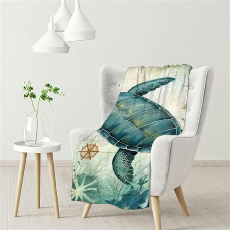 Aristuring Sea Turtle Blanket Soft Warm Mediterranean Style Throw Print