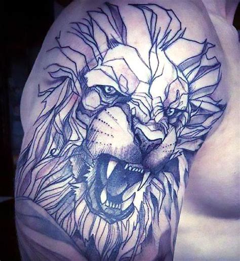 Angry Lion Face for Men Tattoo Idea