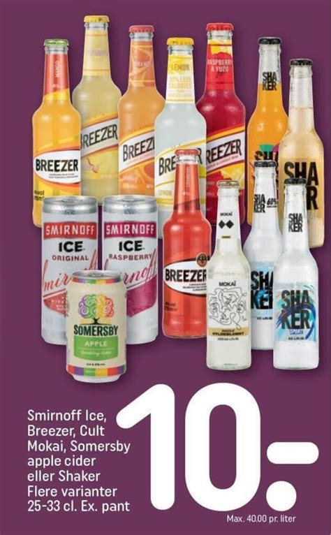 Smirnoff Ice Breezer Cult Mokai Somersby Apple Cider Eller Shaker