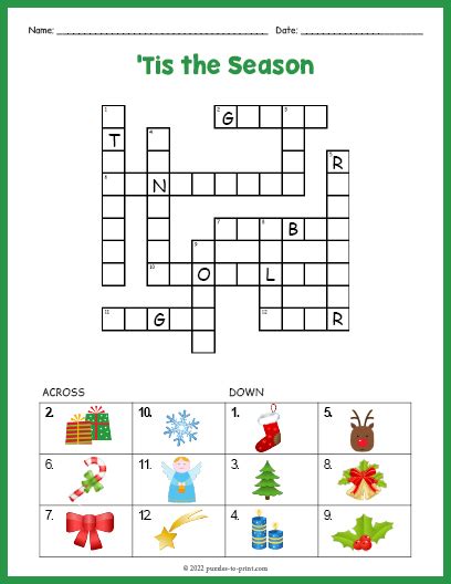 Easy Christmas Crossword Puzzles Printable