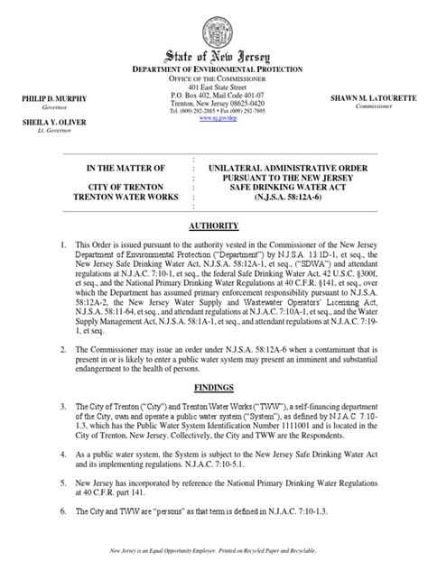 Njdep Uao For Trenton Water Works Pdf Water Purification Drinking