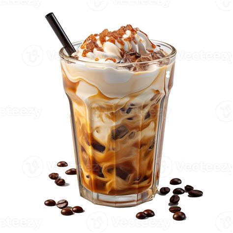 Iced Latte Coffee A Refreshing Cold Beverage Isolated On A Crystal