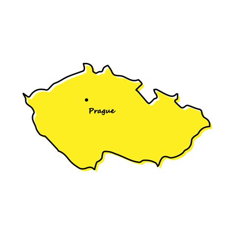 Simple Outline Map Of Czech Republic With Capital Location