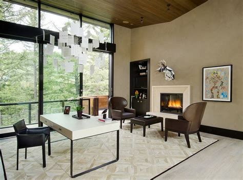 40 Gorgeous Ideas for a Sizzling Home Office with Fireplace