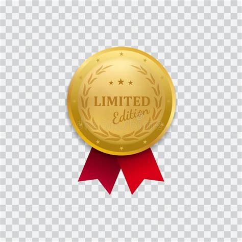 Realistic 3d Champion Gold Medal With Red Ribbon Stock Vector