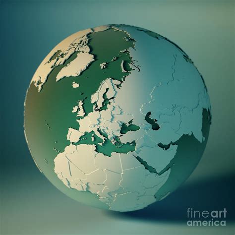 Europe Globe Countries 3D Render Planet Earth DOF Digital Art By Frank