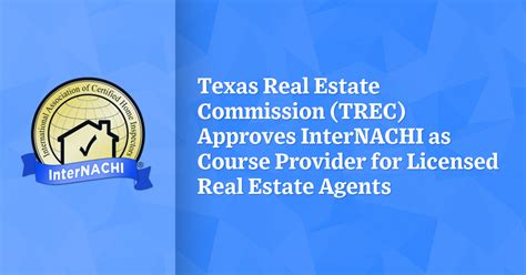 Texas Real Estate Commission Trec Approves Internachi As Course