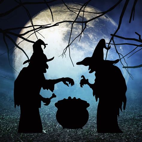 Black Witches Silhouette Yard Sign Cutouts Halloween Etsy