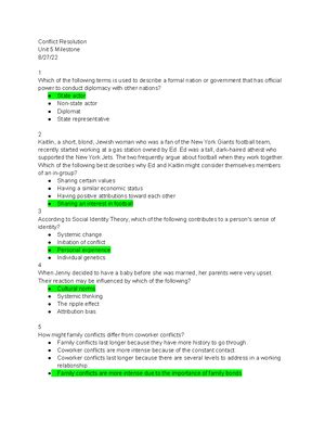 Conflict Resolution Milestone Concept I Statements That