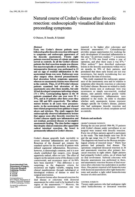 (PDF) Natural course of Crohn's disease after ileocolic resection: Endoscopically visualised ...