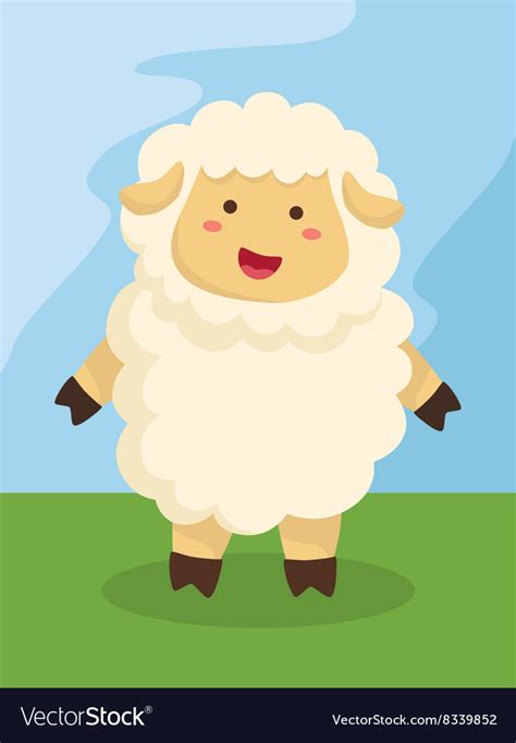 Standing Cute Sheep Cartoon Royalty Free Vector Image