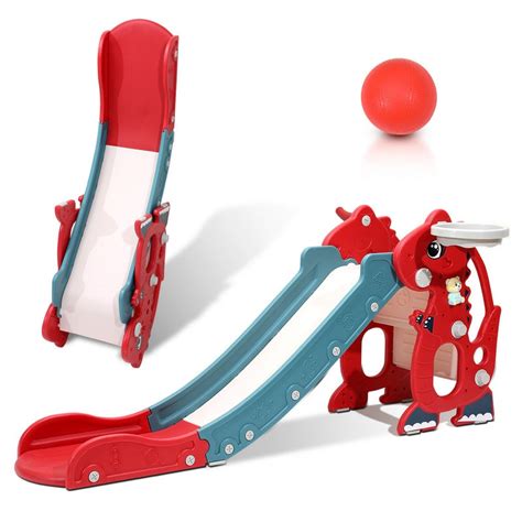 Toboggan Pour Enfants En Aire De Jeux Pliable Avec Panier De Basket