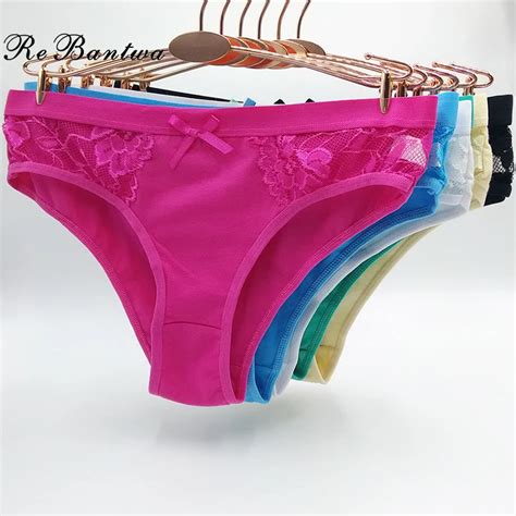 Rebantwa 10pcs Sexy Panties Women Cotton Briefs Hipster Lace Intimates