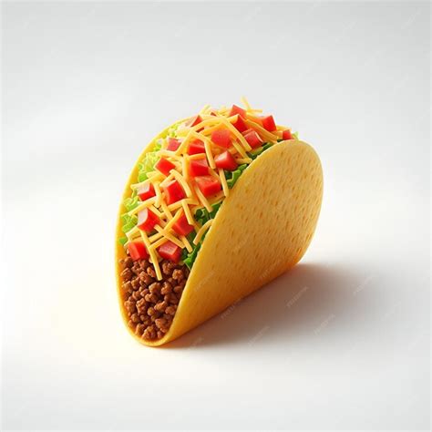 Taco De Concha Em Pé Vertical Com Camadas De Carne Moída Cozida Vetor