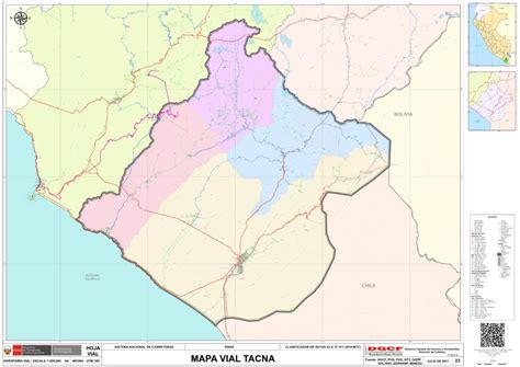 Mapa de Tacna Provincia Municipios Turístico y Carreteras de Tacna Perú