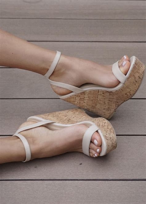 Amora Nude Cork Wedge Shoes Women Heels Nude Wedges Wedge Shoes