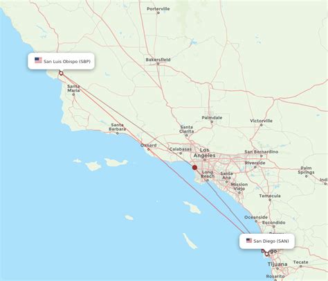 All Flight Routes From San Luis Obispo To San Diego Sbp To San