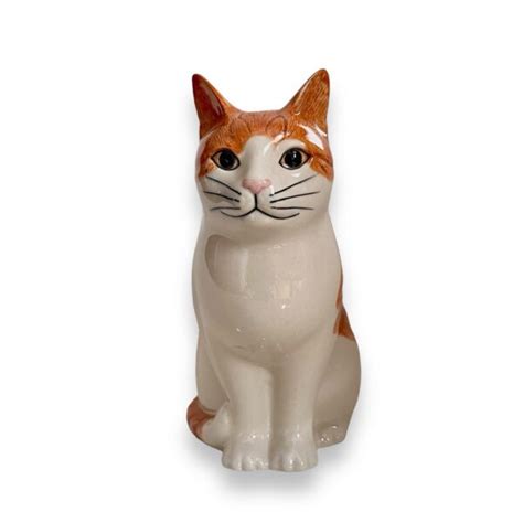 British Quail Ceramics Orange And White Tabby Cat Vase Naked Decor