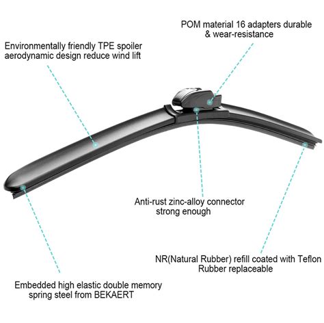 Frameless Windshield Wiper 16 Adapters Premium Quality Car Wiper