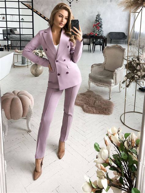 2 Piece Blazer Trouser Suit For Women Black Pantsuit Womens Etsy